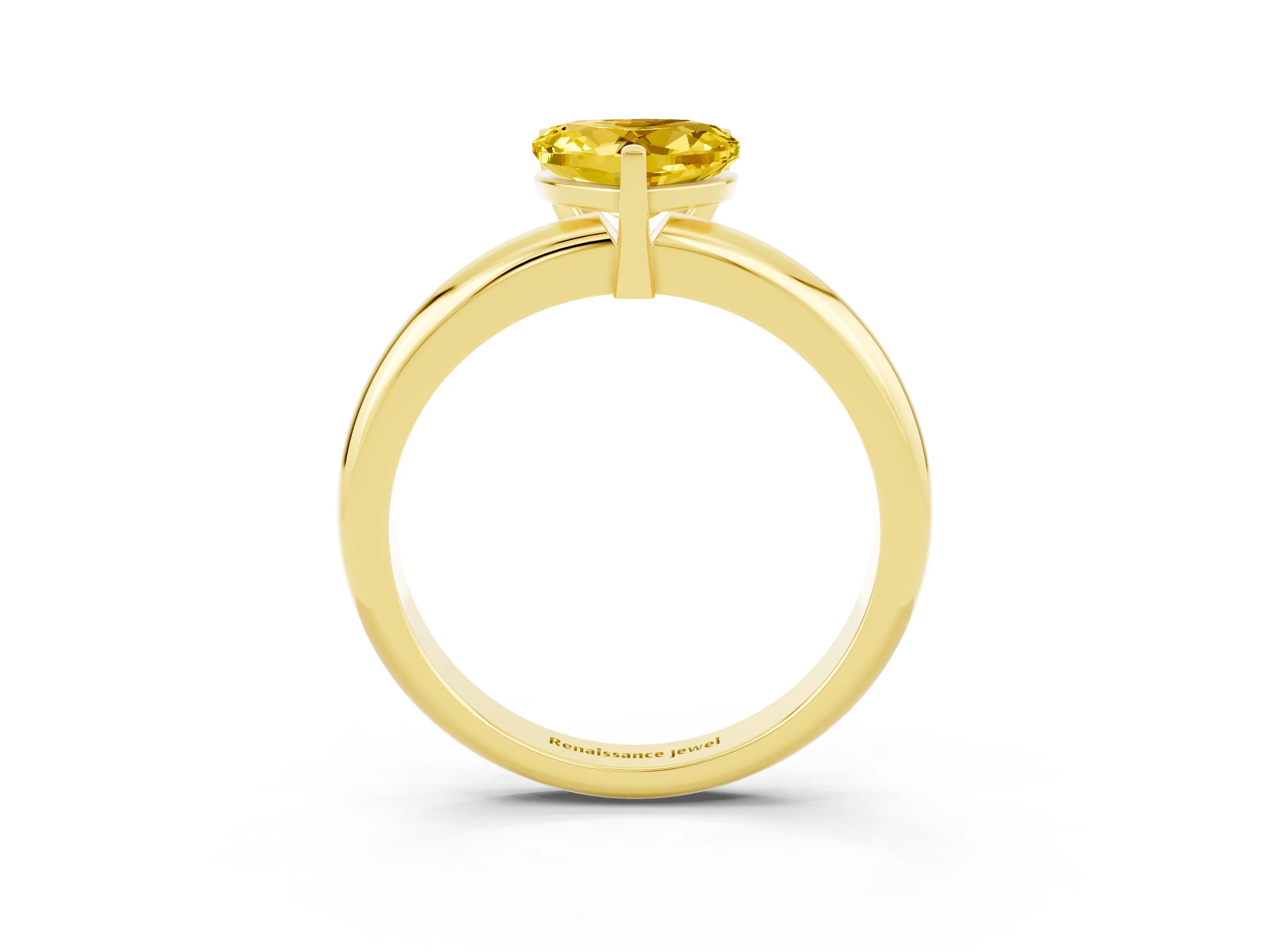 Yellow gold Heart Cut Yellow Sapphire Solitaire Engagement Ring with Round Band and Four-Prong Setting_27
