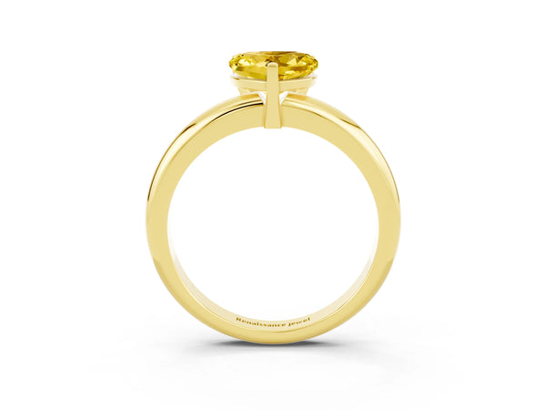 Yellow gold Heart Cut Yellow Sapphire Solitaire Engagement Ring with Round Band and Four-Prong Setting