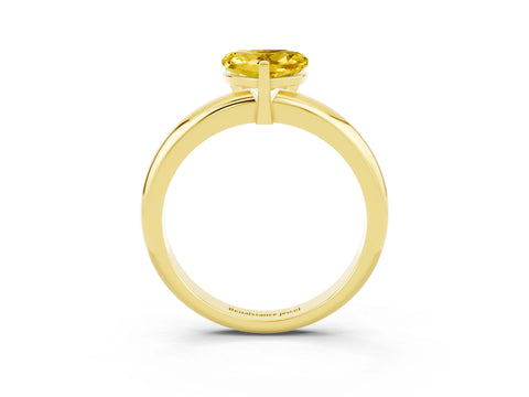 Yellow gold Heart Cut Yellow Sapphire Solitaire Engagement Ring with Round Band and Four-Prong Setting_27