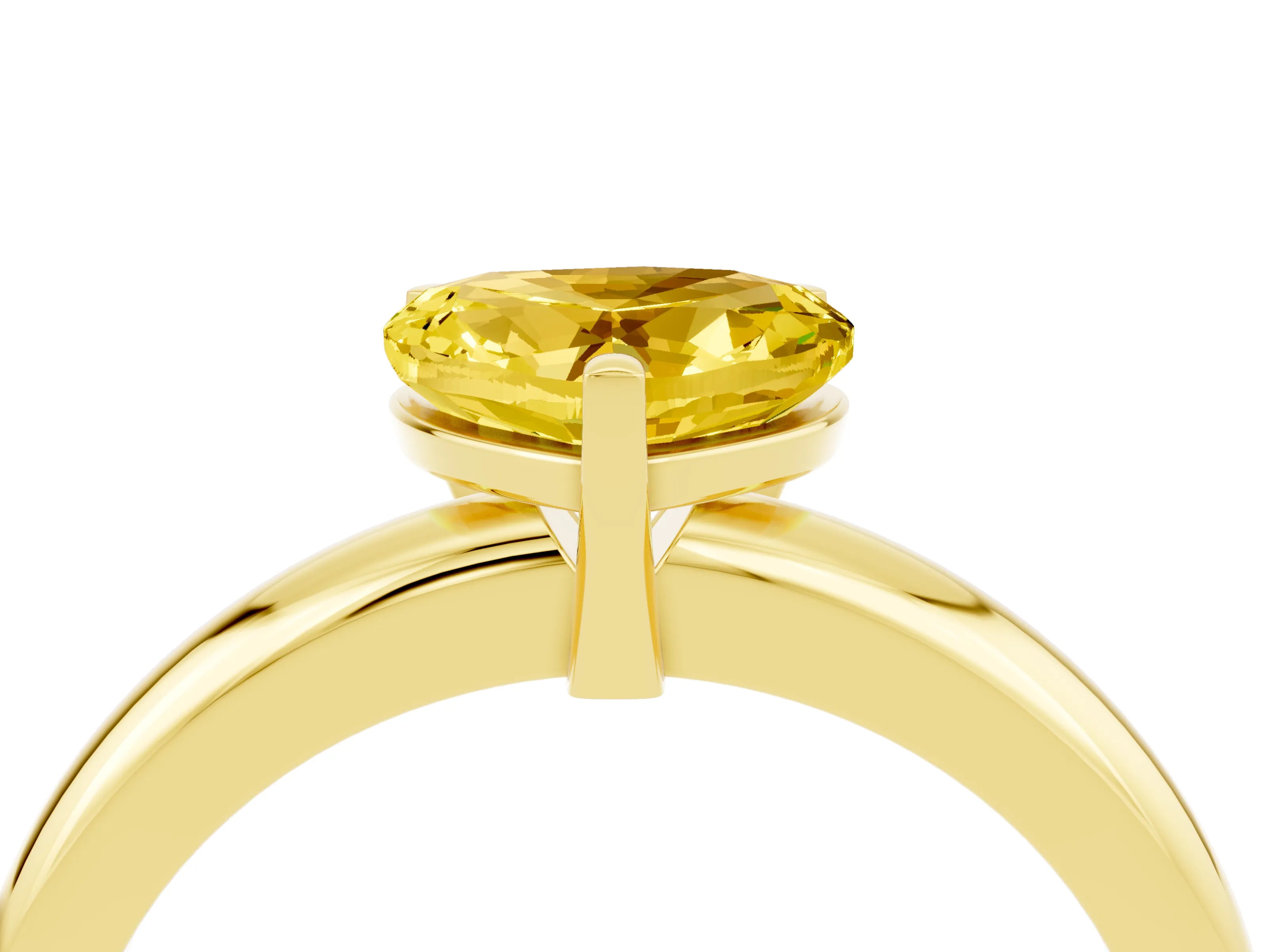 Yellow gold Heart Cut Yellow Sapphire Solitaire Engagement Ring with Round Band and Four-Prong Setting_28