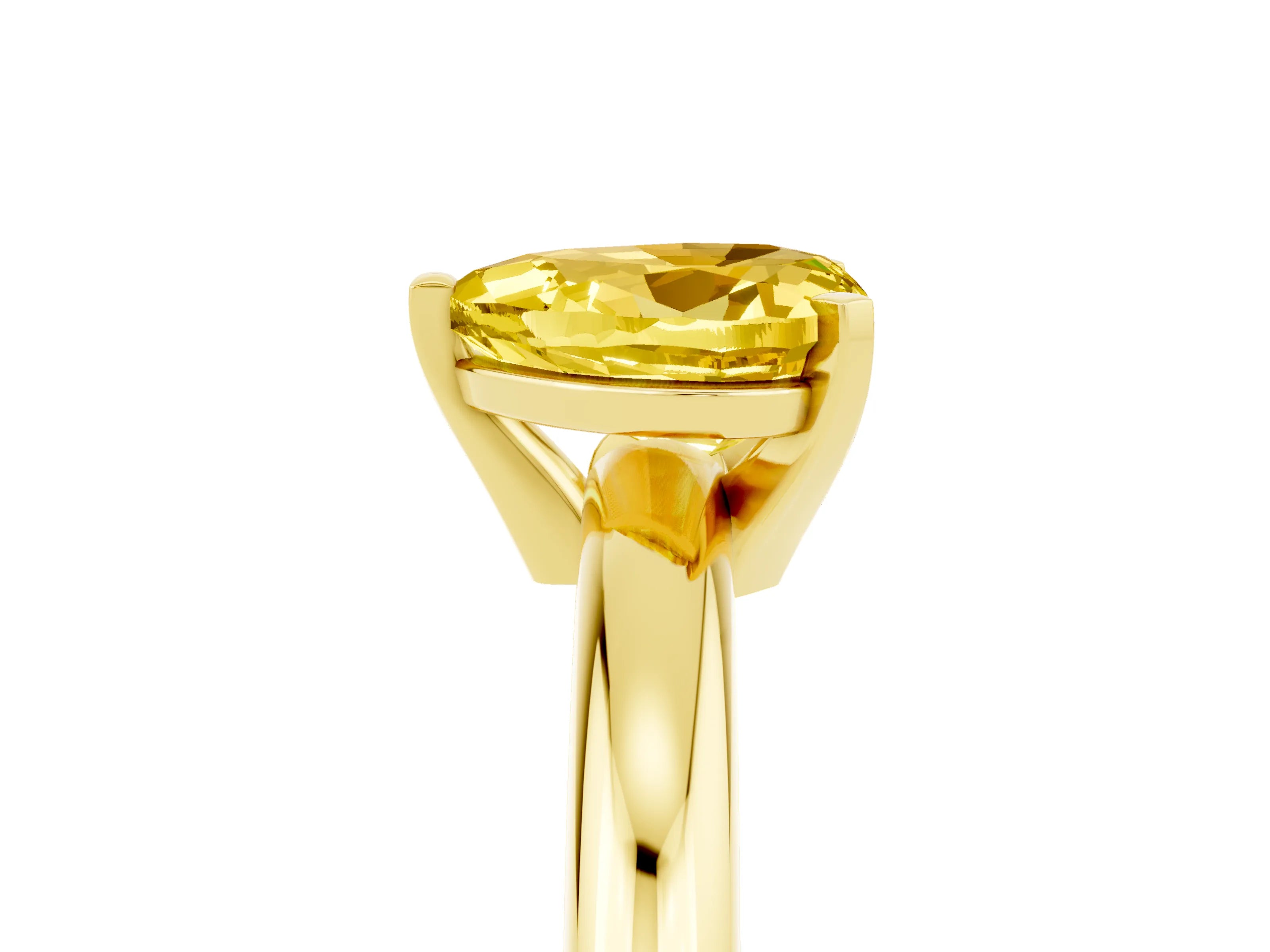 Yellow gold Heart Cut Yellow Sapphire Solitaire Engagement Ring with Round Band and Four-Prong Setting_29