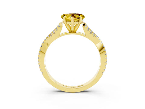 Yellow gold Heart Cut Yellow Sapphire Solitaire Engagement Ring with Twisted Pavé Band and Four-Prong Setting_27