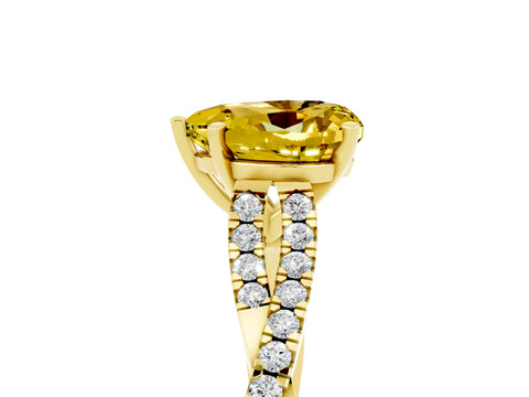 Yellow gold Heart Cut Yellow Sapphire Solitaire Engagement Ring with Twisted Pavé Band and Four-Prong Setting_29