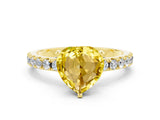 Yellow gold Heart Cut Yellow Sapphire Solitaire Pavé Band with Four-Prong Setting_24