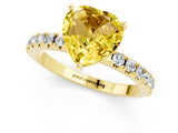 Yellow gold Heart Cut Yellow Sapphire Solitaire Pavé Band with Four-Prong Setting_25