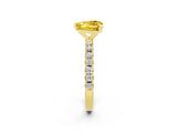 Yellow gold Heart Cut Yellow Sapphire Solitaire Pavé Band with Four-Prong Setting_26