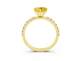 Yellow gold Heart Cut Yellow Sapphire Solitaire Pavé Band with Four-Prong Setting_27