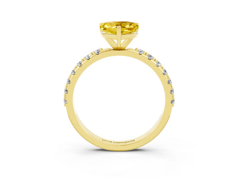 Yellow gold Heart Cut Yellow Sapphire Solitaire Pavé Band with Four-Prong Setting_27