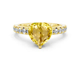Yellow gold Heart Cut Yellow Sapphire Solitaire Pavé Engagement Ring with Round Band and Prong Setting_13