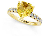 Yellow gold Heart Cut Yellow Sapphire Solitaire Pavé Engagement Ring with Round Band and Prong Setting_14