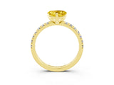 Yellow gold Heart Cut Yellow Sapphire Solitaire Pavé Engagement Ring with Round Band and Prong Setting_16