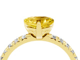 Yellow gold Heart Cut Yellow Sapphire Solitaire Pavé Engagement Ring with Round Band and Prong Setting_17