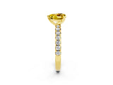 Yellow gold Heart Cut Yellow Sapphire Solitaire Pavé Engagement Ring with Round Band and Prong Setting_75