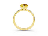 Yellow gold Heart Cut Yellow Sapphire Solitaire Pavé Engagement Ring with Round Band and Prong Setting_76