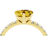 Yellow gold Heart Cut Yellow Sapphire Solitaire Pavé Engagement Ring with Round Band and Prong Setting_77
