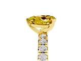 Yellow gold Heart Cut Yellow Sapphire Solitaire Pavé Engagement Ring with Round Band and Prong Setting_78