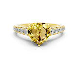 Yellow gold Heart Cut Yellow Sapphire Solitaire Ring with Cathedral Setting and Pavé Band_24