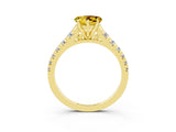 Yellow gold Heart Cut Yellow Sapphire Solitaire Ring with Cathedral Setting and Pavé Band_27
