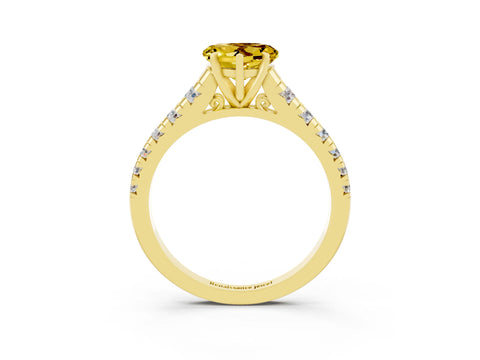 Yellow gold Heart Cut Yellow Sapphire Solitaire Ring with Cathedral Setting and Pavé Band_27