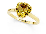 Yellow gold Heart Cut Yellow Sapphire Solitaire Ring with Flower Prong Setting and Classic Band_37