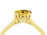 Yellow gold Heart Cut Yellow Sapphire Solitaire Ring with Flower Prong Setting and Classic Band_40