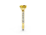 Yellow gold Heart Cut Yellow Sapphire Solitaire Ring with Pavé Accents and Four-Prong Setting_26