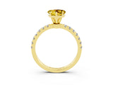 Yellow gold Heart Cut Yellow Sapphire Solitaire Ring with Pavé Accents and Four-Prong Setting_27