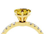 Yellow gold Heart Cut Yellow Sapphire Solitaire Ring with Pavé Accents and Four-Prong Setting_28