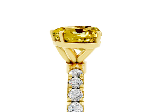 Yellow gold Heart Cut Yellow Sapphire Solitaire Ring with Pavé Accents and Four-Prong Setting_29