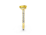 Yellow gold Heart Cut Yellow Sapphire Solitaire Ring with Pavé Band and Four-Prong Setting_62