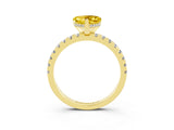 Yellow gold Heart Cut Yellow Sapphire Solitaire Ring with Pavé Band and Four-Prong Setting_63