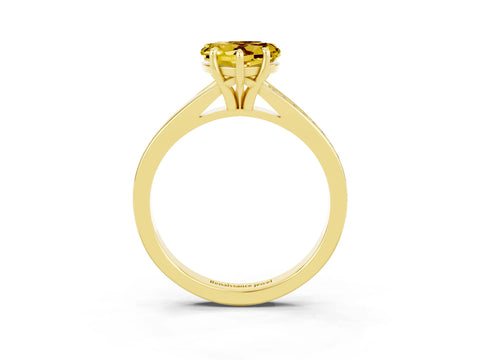 Yellow gold Heart Cut Yellow Sapphire Solitaire Ring with Pavé Band and Prong Setting_15