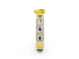 Yellow gold Heart Cut Yellow Sapphire Solitaire Ring with Pavé and Channel Set Band_26