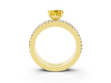 Yellow gold Heart Cut Yellow Sapphire Solitaire Ring with Pavé and Channel Set Band_27
