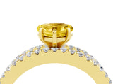 Yellow gold Heart Cut Yellow Sapphire Solitaire Ring with Pavé and Channel Set Band_28