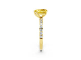 Yellow gold Heart Cut Yellow Sapphire Solitaire Ring with Pave Band and Four Prong Setting_50