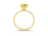 Yellow gold Heart Cut Yellow Sapphire Solitaire Ring with Pave Band and Four Prong Setting_51