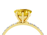 Yellow gold Heart Cut Yellow Sapphire Solitaire Ring with Pave Band and Four Prong Setting_52