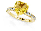 Yellow gold Heart Cut Yellow Sapphire Solitaire Ring with Round  Pavé Band and Four-Prong Setting_37