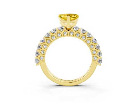 Yellow gold Heart Cut Yellow Sapphire Solitaire Ring with Shared Prong Pavé Band and Four-Prong Setting_15
