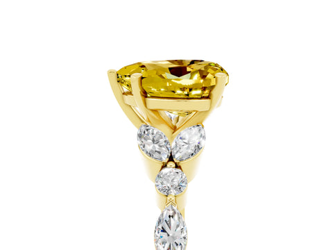 Yellow gold Heart Cut Yellow Sapphire Solitaire Ring with Side Stones and Four-Prong Setting_17