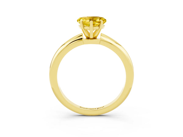 Yellow gold Heart Cut Yellow Sapphire Solitaire Ring with Six-Prong Setting and Classic Band