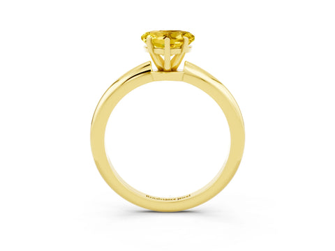 Yellow gold Heart Cut Yellow Sapphire Solitaire Ring with Six-Prong Setting and Classic Band_3