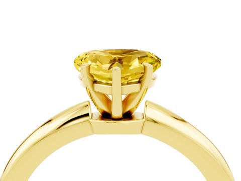 Yellow gold Heart Cut Yellow Sapphire Solitaire Ring with Six-Prong Setting and Classic Band_4