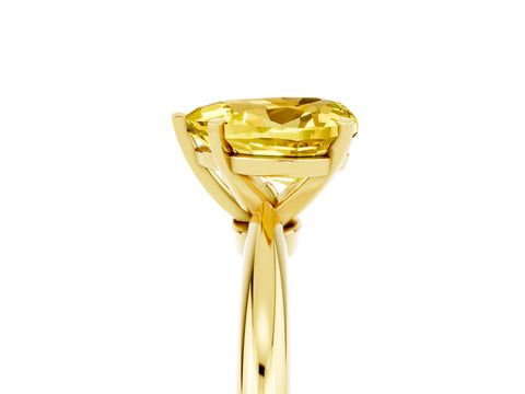 Yellow gold Heart Cut Yellow Sapphire Solitaire Ring with Six-Prong Setting and Classic Band_5