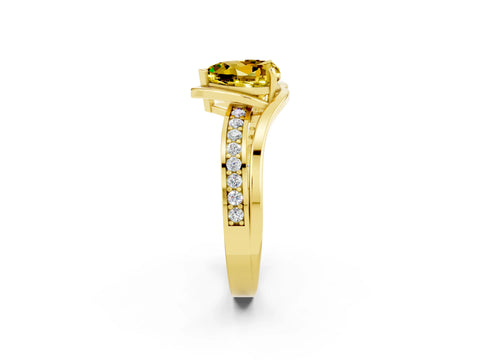 Yellow gold Heart Cut Yellow Sapphire Solitaire Ring with Split Shank and Prong Setting_2