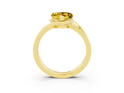 Yellow gold Heart Cut Yellow Sapphire Solitaire Ring with Split Shank and Prong Setting_3