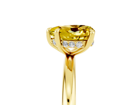 Yellow gold Heart Cut Yellow Sapphire Solitaire Ring with Thin Band and Four-Prong Setting_29