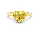 Yellow gold Heart Cut Yellow Sapphire Solitaire Ring with Thin Band and Prong Setting_24