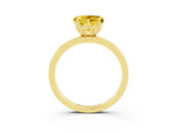 Yellow gold Heart Cut Yellow Sapphire Solitaire Ring with Thin Band and Prong Setting_27